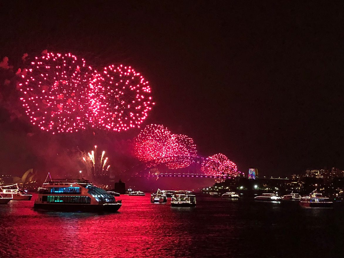 Dazzling Sydney New Year’s Eve fireworks over the Harbour Bridge and Opera House, capturing one of the world’s most iconic holiday celebrations.