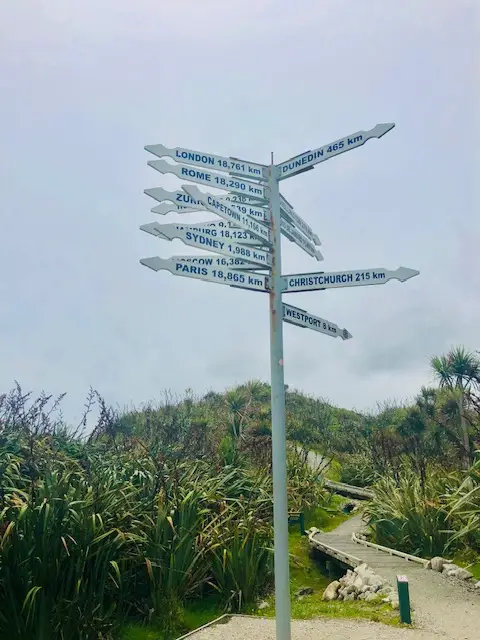 Sign with destinations and mileage to destinations