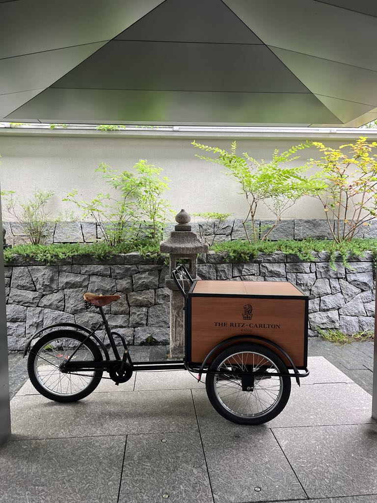 Luxury bicycle provided by The Ritz-Carlton Kyoto for guest use, perfect for exploring the scenic streets and cultural sites of Kyoto during a family stay.