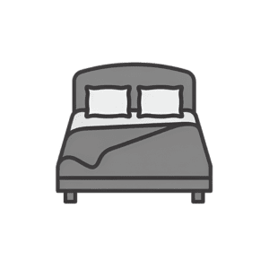 Icon of a luxury hotel bed with plush pillows, representing elegant family suite experiences.