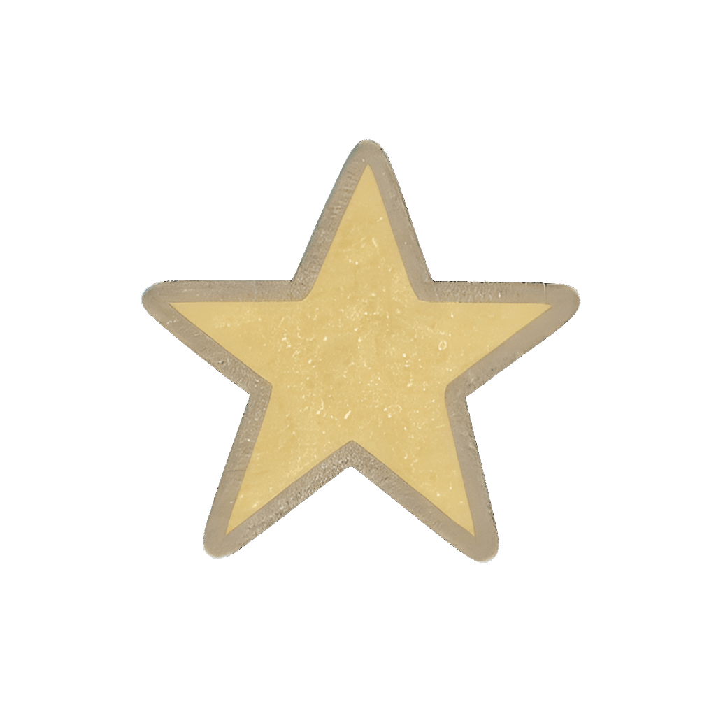 Icon of a hand-drawn five-pointed star in sparkle gold representing Harper’s personally selected favorite experiences.