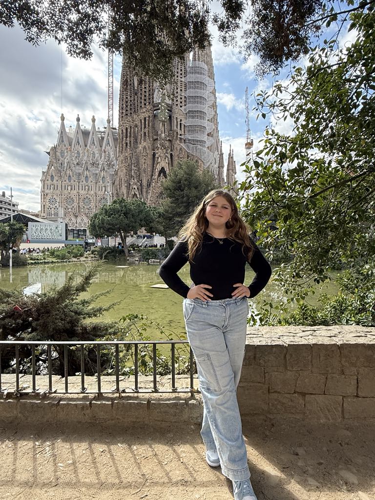 Harper in front of sagrada familia, barcelona spain