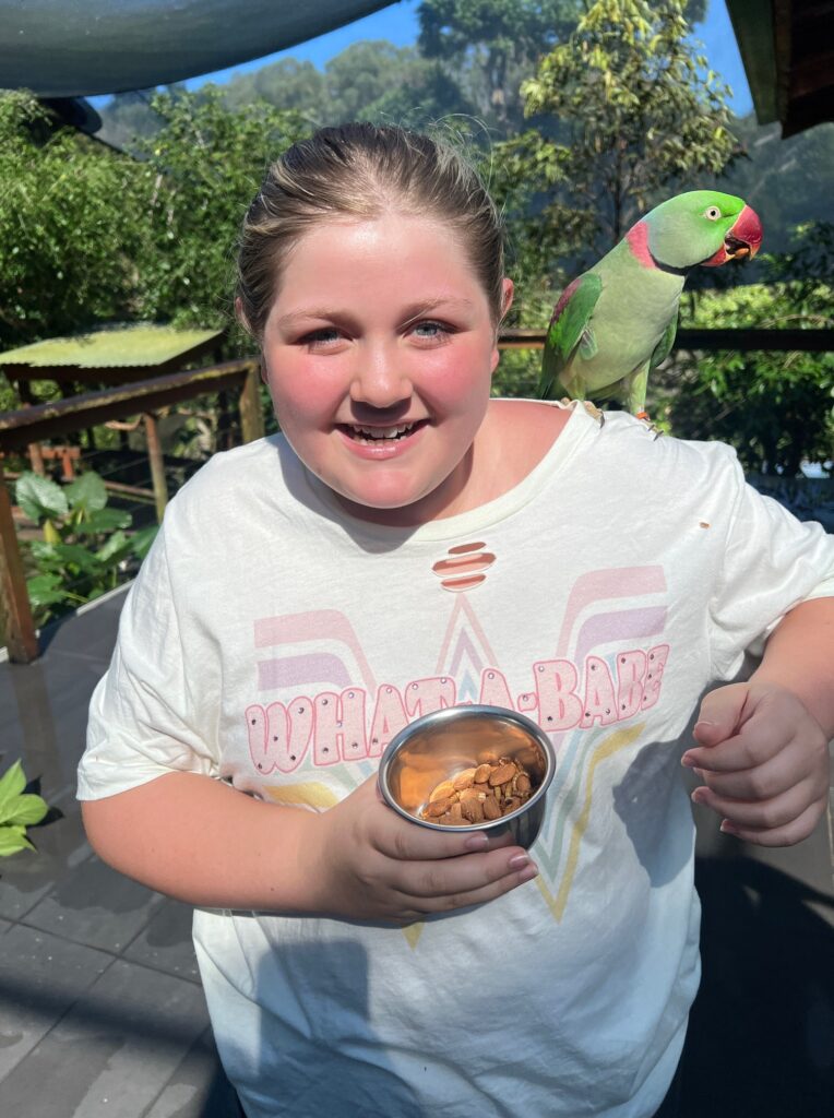 Harper holding birds